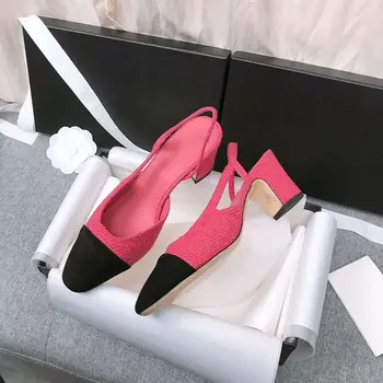 2020 nouă femei sandale pentru Femei Pantofi de moda lady clasic de Brand Desginer Tocuri Pompe Design de Lux tweed Pantofi de Designer, femeie