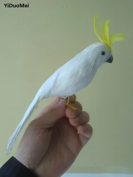Aproximativ 20cm alb pene de papagal cacadu frumos papagal de artizanat,de recuzită,decor gradina cadou p1421