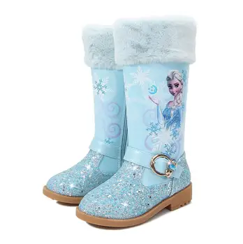 Fete Elsa Cizme din Piele Pantofi De Iarna pentru Copii Fete de Blană Cald cu toc Înalt de Zăpadă Regina Printesa Cizme