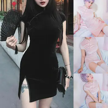 Femei Moderne Chineză piele de Căprioară Cheongsam Qipao Rochie de Petrecere Noapte Fantezie Rochie de Club, Rochie din Satin Dragon&Phenix Marimea S M L XL XXL