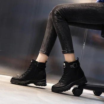 Femei Cizme Toamna Anului 2020 De Moda Din Piele Respirabil Feminin Confortabil Toamna Iarna Cizme Motocicleta Pantofi Rotund Toe