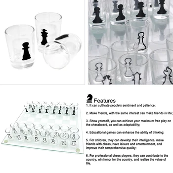 Internațional De Șah Set Interactiv De Sticlă Tabla De Sah, Joc De Băut Set Manopera Rafinat De Divertisment Joc De Bord Pentru Petrecere
