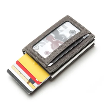 Bărbați Titularul Cardului de Credit, Card de Portofel Securitate Caz Pop-Up Automat de Blocare RFID Piele Banca de Protecție Inteligent Geanta Pentru Femei