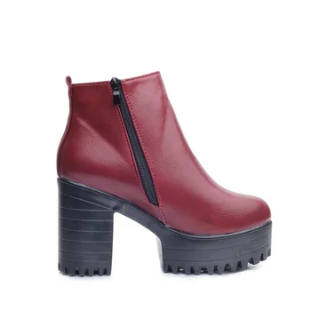 Chelsea Cizme 2020Female Femei din Piele Cizme Tocuri Groase Glezna Cizme Pentru Femei Rotund Toe Pantofi de Iarna pentru Femei Plat Cizme cu Platforma