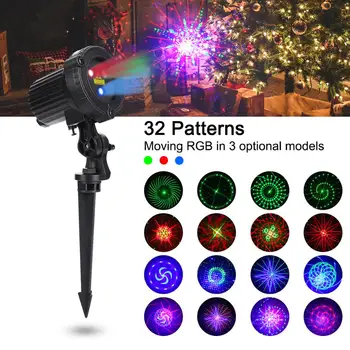 32 RGB Crăciun Lumina Laser Proiector Grădină în aer liber rezistent la apa DJ Laser Halloween Rosu Verde Albastru Decor de Vacanță Lampa