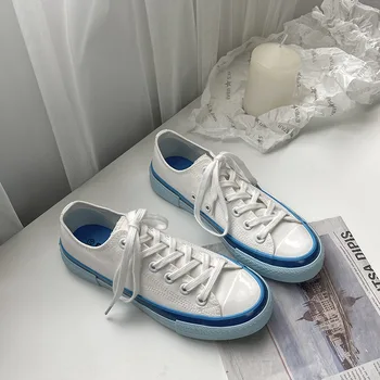 Unisex Iubitorii de Pantofi Mărimea 35-44 Crema Albastru Panza Pantofi de sex Feminin 2020 Nou Elegant All-meci Student Pantofi de Pânză Om Adidași Alb