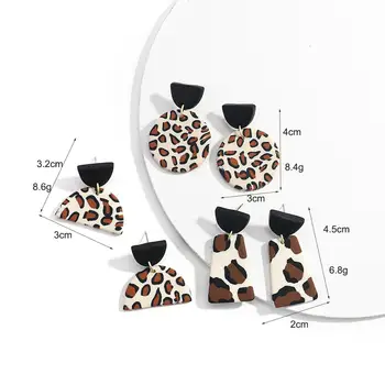 AMORCOME Nou Manual de Leopard de Imprimare Lut Polimeric, Cercei pentru Femei Geometrice Cercei Moda Bijuterii orecchino