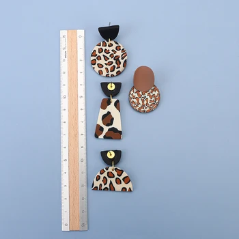 AMORCOME Nou Manual de Leopard de Imprimare Lut Polimeric, Cercei pentru Femei Geometrice Cercei Moda Bijuterii orecchino