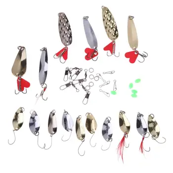 37Pcs Amestecat Momeli de Pescuit Cârlig Cutie Artificiale Lingura Momeala Set Kit de Pescuit Spinning Greu Momeală de Pescuit Pătrat Undiță Cutie