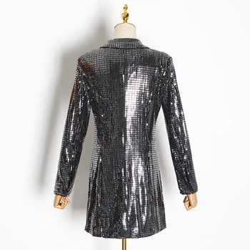 TWOTWINSTYLE Sequin Slim Jacket Pentru Femei Dintata Maneca Lunga Tunica Casual, Sacouri Femei de Moda Haine Noi 2020 Valul de Toamnă
