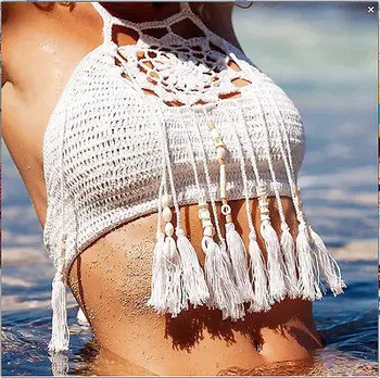 Femei Croșetat Dantelă Bralette Tricot Sutien Boho Plaja Bikini Căpăstru Cami Tank Top De Cultură En-Gros