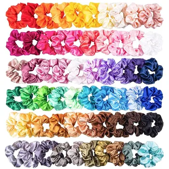 60pcs Moda Elastic Solid Silk Satin Hair Band Potrivite Pentru Femei Sau Fete Coada de cal Inalta Calitate Chouchou Cheveux Femme