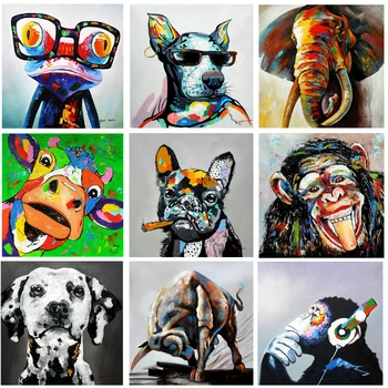 Animale de Arta Graffiti, Câine, Vacă Panza Printuri, Picturi Artă de Stradă Poze de Perete pentru Camera Copil Postere si Printuri de Perete Acasă Constantin