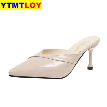 Doamnelor Tocuri Pantofi Casual Slip-on Tocuri Subtiri Gladiator de Vară 2020 Femei Sandale Square Toe cu Toc Papuci de Moda