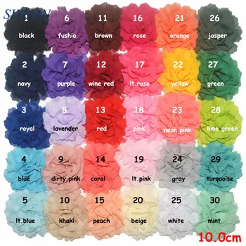 200pcs/lot 10.0 cm Puffy Șifon Flori CU Clip de Păr Copiii Ac de păr/banda de Susținere Accesorii de 30 de Culori pentru a Alege TH245