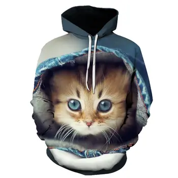 2020 Toamna Noi Bărbați Și Femei Hoodies Maneca Lunga Imprimare 3d Pisica Drăguț Tricou Pulover Bărbați Și Femei de Moda Topuri