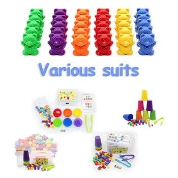 Montessori Jucărie 1 Set Rainbow Six Culoare Ursul De Învățământ Cunoaștere Curcubeu De Culoare De Potrivire Joc Jucarii Educative Cadouri Jucarii Pentru Copii