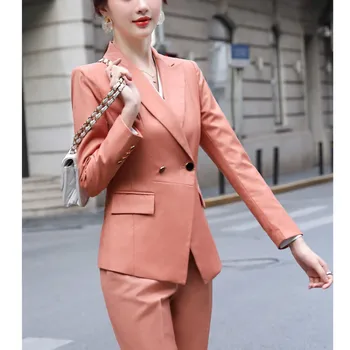 Femei high-end elegant, office pantaloni de costum din două piese costum 2020 nou toamna și iarna culoare solidă doamnelor geaca de pantaloni Slim