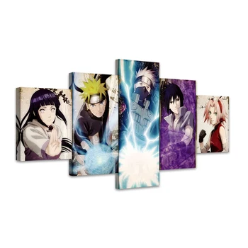 5 Bucata de Panza Ulei HD Anime Poster Kakashi Naruto Sasuke Caractere Naruto Artă Pentru Decor Dormitor Cadru Modular