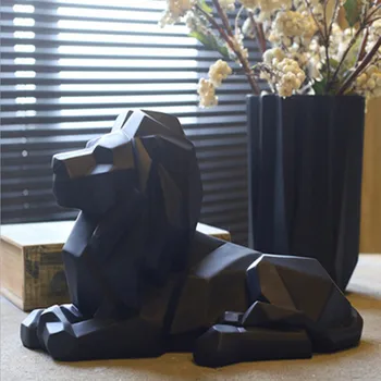 Modern Abstract Leu Sculptura Rășină Animal Statuie Figurine Geometrice Stil Desktop Acasă Decorare Birou X2388