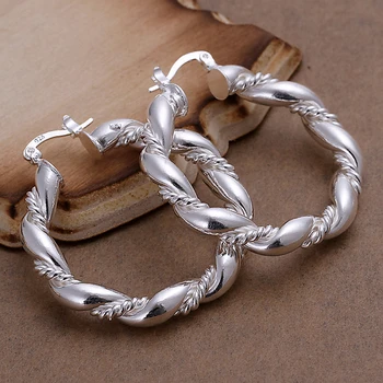 Argint Placat Cu Mare Rotund Inel Ureche Ureche Răsucite În Formă De Hoop Cercei Pentru Femei Doamnelor Preț Ieftin Cercel Femei Moda Bijuterii Cadou