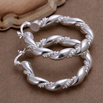 Argint Placat Cu Mare Rotund Inel Ureche Ureche Răsucite În Formă De Hoop Cercei Pentru Femei Doamnelor Preț Ieftin Cercel Femei Moda Bijuterii Cadou