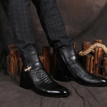 2020 Toamna Iarna Pantofi Barbati din Piele Glezna Cizme de Moda Nituri Bărbați Chelsea Cizme de Pluș Cald pentru Iarna Rece A126