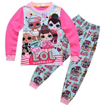 Copiii Casual Pijamale Set Haine Fete L. O. L Pijamale Desene animate Costum de Seturi de Copii cu mâneci Lungi+Pant 2-Bucata de Bumbac Seturi de Pijamale