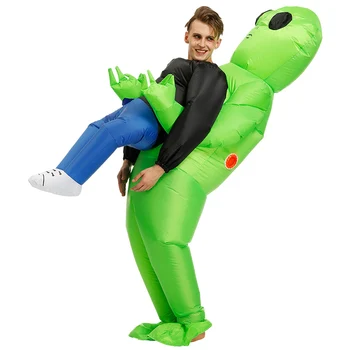 Extraterestru verde care Transportă Umane Costum Gonflabil Amuzant Arunce în aer Costum Cosplay pentru Petrecerea DTT88