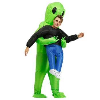 Extraterestru verde care Transportă Umane Costum Gonflabil Amuzant Arunce în aer Costum Cosplay pentru Petrecerea DTT88