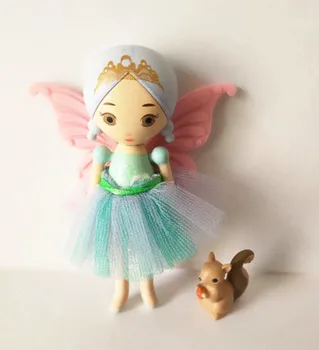 Drăguț originale, basme fata papusa cu animale pisica veveriță din lemn fată păpușă jucărie pentru copii copii cadou de ziua de nastere