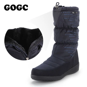 GOGC 2020 Cizme de Zapada pentru Femei Rhinestore de Înaltă Calitate, Cizme Femei la Jumătatea Vițel Cizme de Iarna pentru Femei de Brand Pantofi de Iarna pentru Femei G9855