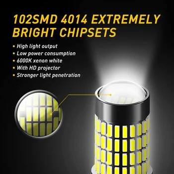 2 buc Super-Luminos 102 SMD 4014 Chipset-uri T25 3156 3157 LED-uri Auto Bec T20 7443 7440 1156 Ba15s de mers înapoi Lumini de Rezervă Lampă 6000K