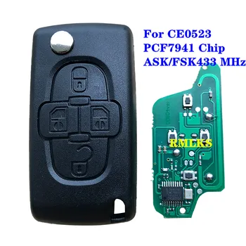 4 Butoane Cheie de la Distanță Pentru Peugeot 807 1007 CE0523 ID46 PCF7941 Chip HU83 VA2 Lama CERE FSK 433 MHz Semnal Pentru Citroen