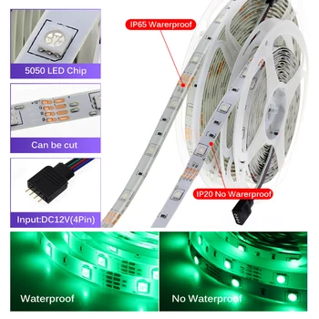 Benzi cu LED-uri de Lumină RGB 5050 SMD 2835 Neon Flexibil Panglică 10m 15m 20m Banda LED RGB 12V Lumini LED-uri cu Muzică Bluetooth Controller