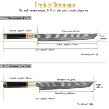 XITUO Japonia Sakimaru Cuțit Octogonal Mâner de cuțit Bucătar-șef AUS-10 Oțel Damasc Somon cuțit de Bucătărie profesia de Pește sashimi Cuțit