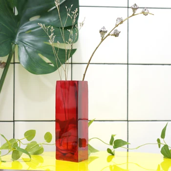 Modern Roșu Vaza de Sticla Manuală scade Nunta Decor Vaza de Flori Trompeta Transparent Vase Container Vaso Decor Acasă