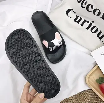 2020 Nouă Femei Papuci Casual Flip Flops Student Drăguț Bulldog francez de Imprimare Diapozitive Non-alunecare de Uzură în aer liber, Papuci de Pantofi de Femeie