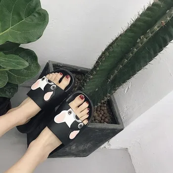 2020 Nouă Femei Papuci Casual Flip Flops Student Drăguț Bulldog francez de Imprimare Diapozitive Non-alunecare de Uzură în aer liber, Papuci de Pantofi de Femeie