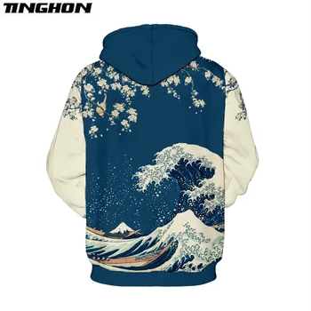 Femei/bărbați val Mare de Flori 3D jachete hanorace Amuzant Moda hanorac Hoody XS -7XL