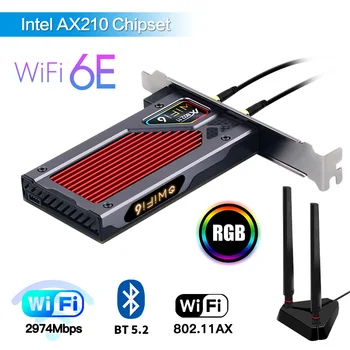Desktop WiFi 6E AX210 Wireless 2.4 G/5G/6Ghz Intel AX210NGW Bluetooth 5.2 802.11 AX PCIe Adaptor de Rețea Wifi6 Card pentru Windows 10