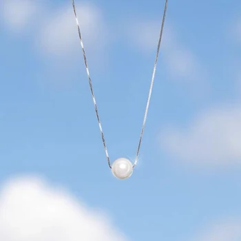 MAIKALE de Lux Argint 925 Coliere Pandantiv cu 10MM Rotund Perle de apă Dulce Farmec Colier pentru Fete Femei Bijuterii