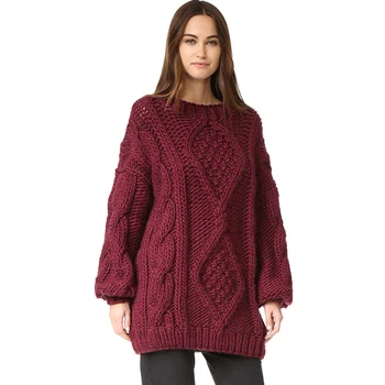 Gros de iarna cald Timp de stil pulover pulover stil Nordic moale Gros Femei lucrate Manual pulover haina de Mari dimensiuni Pulover de Iarna