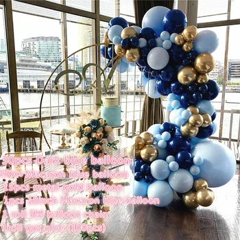 63pcs Macaron Ghirlanda Arc Kit de Noapte Albastru copilu de Aur 1-a Fericit Ziua de naștere Partidul Decor Baloane Consumabile