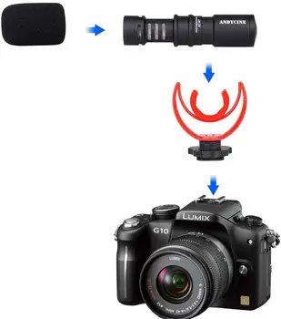 ANDYCINE AC-M1 Video, Microfon, Pe Camera-Microfon pentru Canon, Nikon, Sony A7III A6500 A6400 A6300, Panasonic GH5 GH4, iPhone
