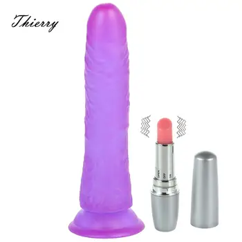 Thierry glonț Ruj Vibratoare pentru Femei Big Realistic Dildo cu ventuza Puternica Jucarii Sexuale pentru Femei punctul G Stimulator Clitoris