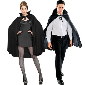 Adult Costum Vampir Pelerine Cu Glugă Robe Black Red Deluxe Halloween Mantie Lungime Completă
