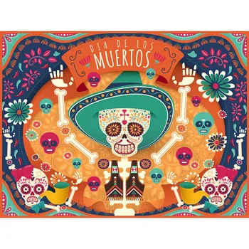 Ziua Morților Fundaluri de Fotografie, Mexic Craniu Schelet Banner Eveniment Decor de Fundal Fotografie pentru Petrecere Decoratiuni