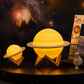 Noua baterie Reîncărcabilă de Imprimare 3D Saturn Lampa Luna de Lampa cu Lumina de Noapte Pentru Luna Lumina Cu 3Colors 16Colors la Distanță Decor Creativ Cadou