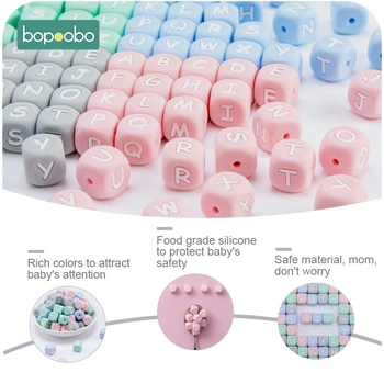 Bopoobo 10buc Scrisoare de Silicon Margele 12mm Gri, Margele de Silicon Copil Dentitie Alimente Grad Silicon BPA Free Cadou Pentru Nou-născut